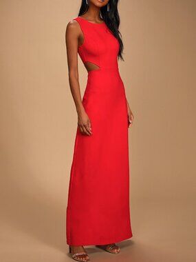 Lulus Guest To Impress Red Cutout Maxi Dress - Size XS